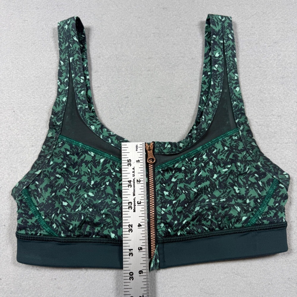 Lululemon Front Zip Sports Bra Green Abstract Camo Print Size 4 - Picture 3 of 7
